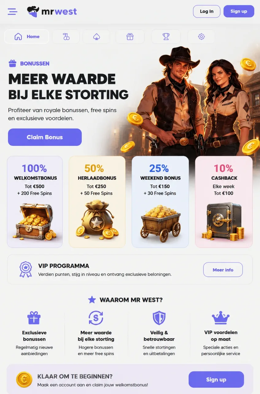 Bonussen bij Mr West Casino – Meer Waarde bij Elke Storting